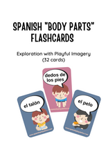 Load image into Gallery viewer, Spanish &quot;Body Parts&quot; Flashcards for Kids - Interactive Language Exploration with Playful Imagery&quot;